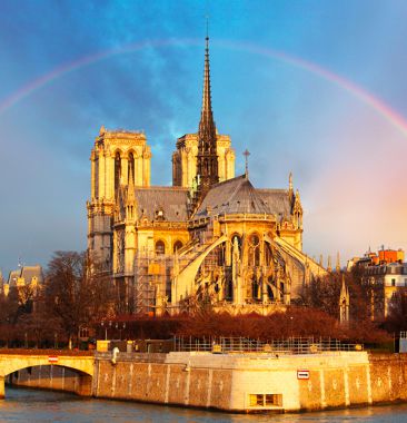 Cathedral Notre-Dame of Paris border of the seine