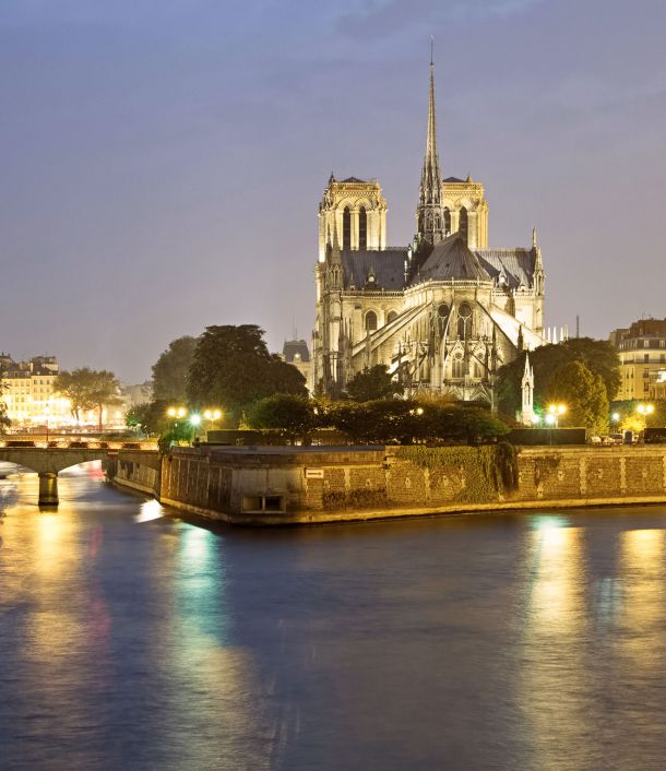 Cathedral Notre-Dame of Paris border of the seine