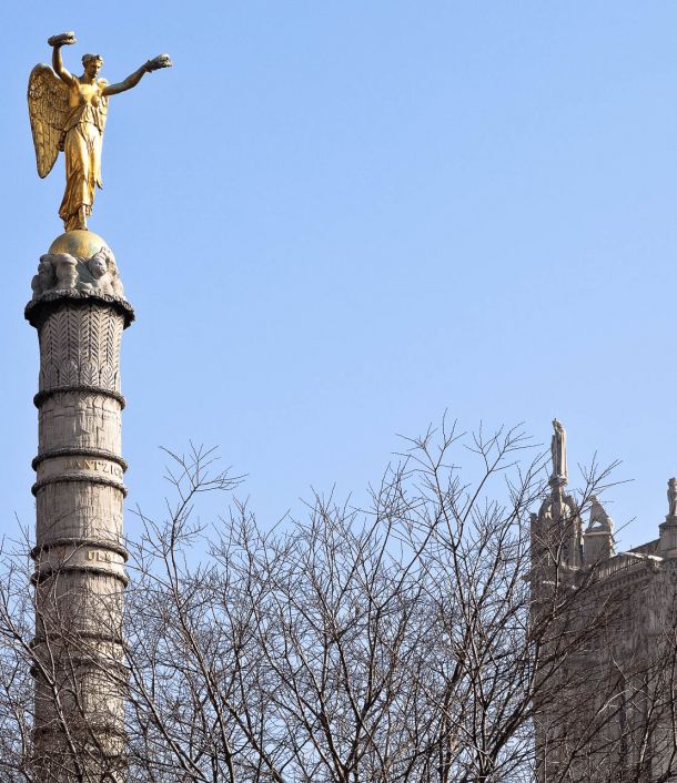 The Palm Fountain and the St Jacques Tower